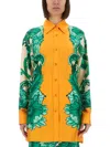 Etro Floral Print Long-sleeved Shirt In Gold