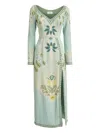 Etro Jacquard Side-split Dress In Green
