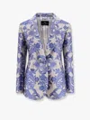 Etro Jacquard Silk Blend Blazer With Embroidery In Multi