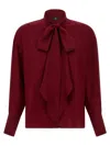 Etro Pussy-bow Silk-jacquard Blouse In Burgundy