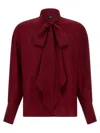 Etro Pussy-bow Silk-jacquard Blouse In Red