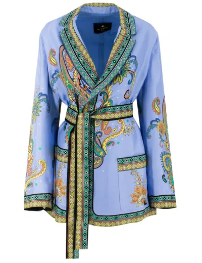 ETRO ETRO JACQUARD SILK JACKET WITH MODERN KIMONO SILHOUETTE