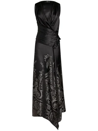 Etro , Silk Jacquard Dress, Woman, Grey, Size 42 In Grau