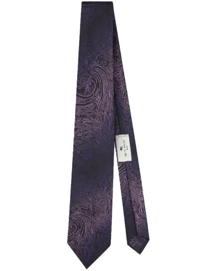 Etro Purple Jacquared Silk Tie