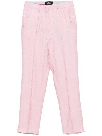 Etro Jacquard Stovepipe Trousers In 粉色