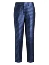 Etro , Diagonal Jacquard Cigarette Trousers, Woman, Navy Blue, Size 44 In Blue