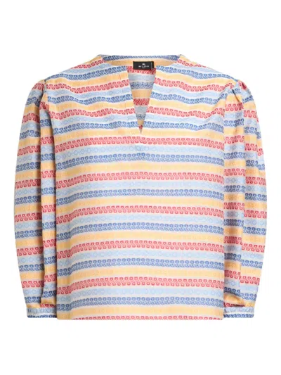 Etro Jacquard Striped Blouse In Multi