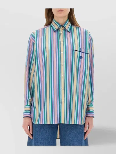 ETRO JACQUARD STRIPED SHIRT CHEST POCKET