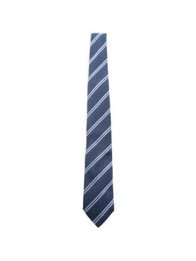 Etro Jacquard Striped Silk Tie In Blue