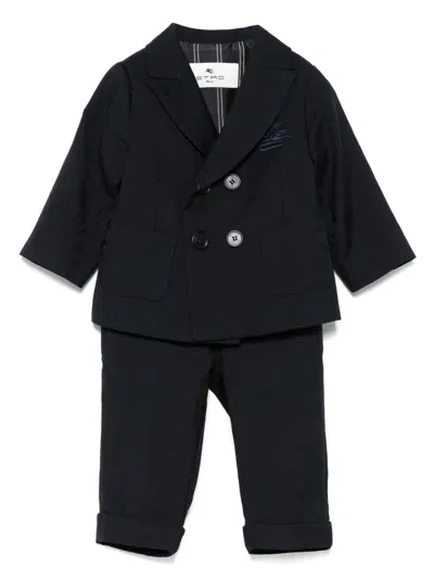 Etro Babies' Jacquard Suit In Black