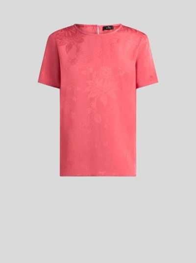 Etro Jacquard-t-shirt In Pink
