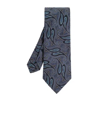 Etro Jacquard Tie In Blue