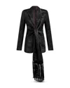 Etro Jacquard Fringe-tie Wrap Jacket In Black