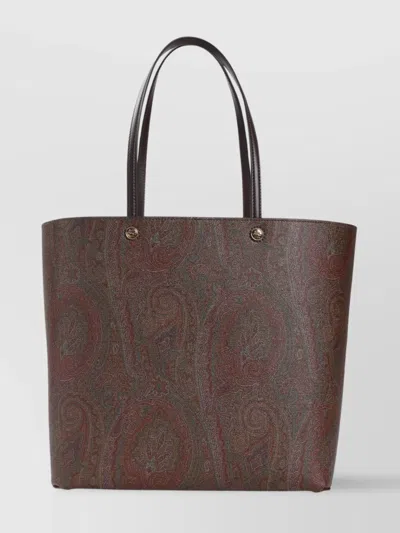 Etro Jacquard Top-handle Shoulder Bag In Brown