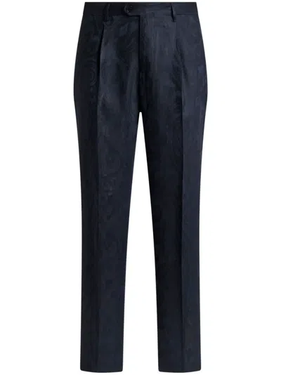 Etro Jacquard Trousers In Blue