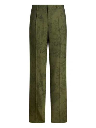 Etro Jacquard Trousers In Green