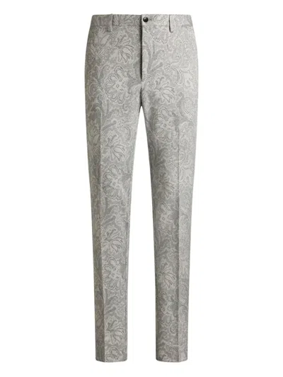 Etro Jacquard Trousers In Grey