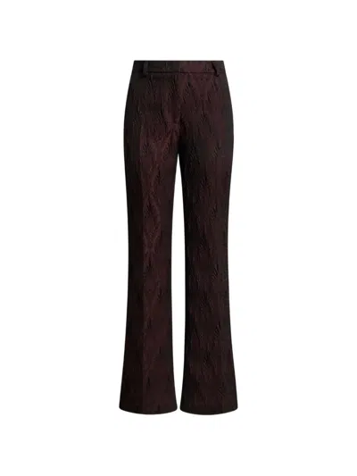 Etro Jacquard Trousers With Floral Medallion Motif In Red