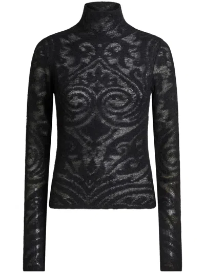 Etro Jacquard Turtleneck Sweater In Black