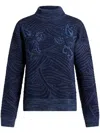 Etro Jacquard-knit Wool-blend Turtleneck Sweater In Blue