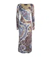 Etro Multicolor Long Dress With All-over Paisley Motiv In Blue