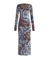 Etro Blue Long Dress With All-over Paisley Motiv In Viscose Blend In Brown