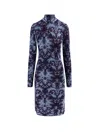 Etro All-over Pattern High-neck Midi Dress In Blue