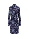 Etro All-over Pattern High-neck Midi Dress In Blue