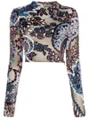 Etro Printed Crop Top In Blue