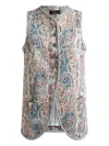 Etro , Jacquard Waistcoat With Floral Paisley Motif, Woman, Multicolour, Size 46 In Blue