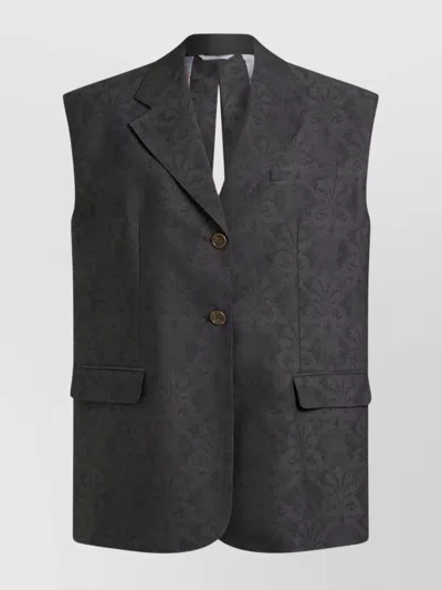 Etro Jacquard Waistcoat Back Opening In Black