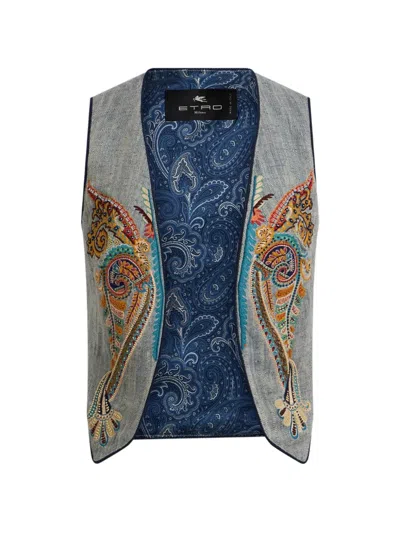 Etro Jacquard Waistcoat In Multi