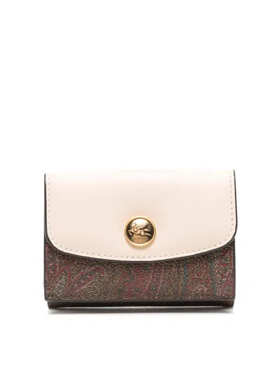 Etro Jacquard Wallet In Beige