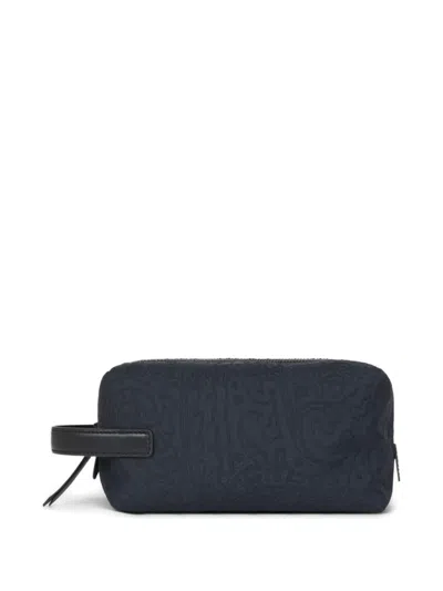 Etro Jacquard Wash Bag In Blue