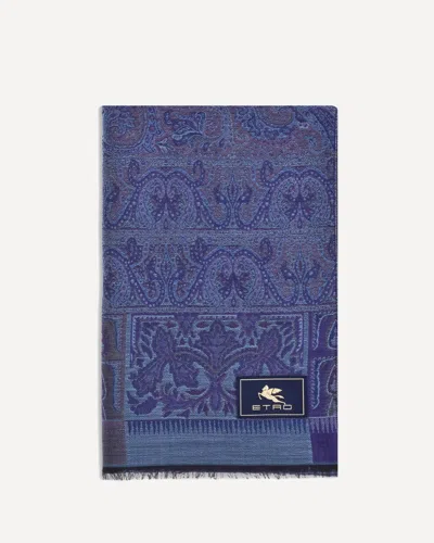 ETRO JACQUARD WOOL AND SILK SCARF