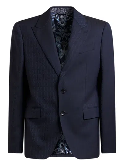 Etro Jacquard Wool Blazer In Black
