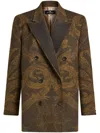 Etro Jacquard Wool Blazer In Green