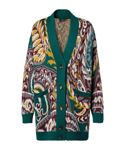 ETRO JACQUARD WOOL-BLEND CARDIGAN