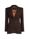 Etro Jacquard-patterned Single-breasted Blazer In Brown