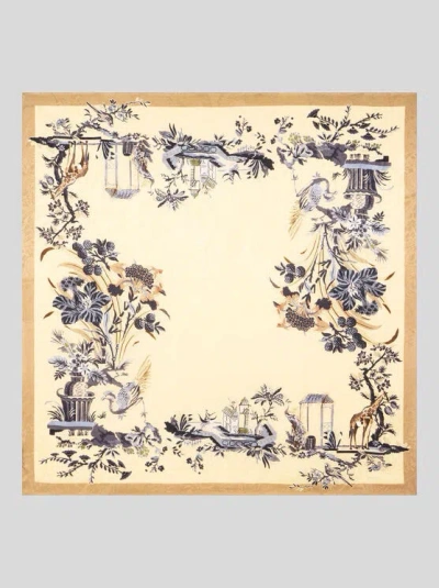 Etro , Jacquard-schultertuch Aus Seide Mit Floralem Motiv, Damen, Cremefarben
