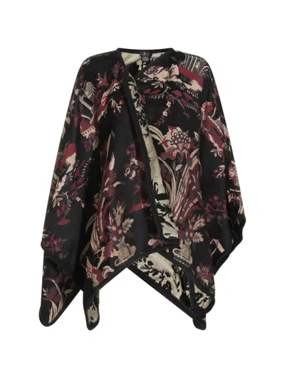 ETRO JACQUARD-WOVEN FLORAL-PRINT CAPE