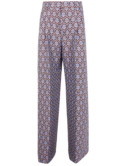 Etro Jcaquard Trouser With Pences In Light Blue Multi