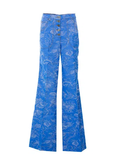 Etro Paisley Motif High Waist Jeans In Blue