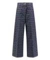 Etro Printed Denim High Rise Wide Jeans In Blue