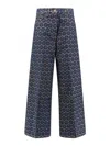Etro Printed Denim High Rise Wide Jeans In Blue
