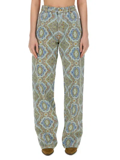 Etro Jeans Con Stampa Paisley In Denim