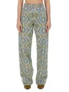 Etro Paisley-print High-waisted Wide-leg Jeans In Navy