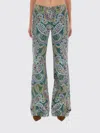 Etro Paisley Print Denim Pants In Green