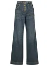 Etro High Waist Wide Leg Jeans With Contrast Stitching In Grey