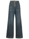Etro High Waist Wide Leg Jeans With Contrast Stitching In Grey